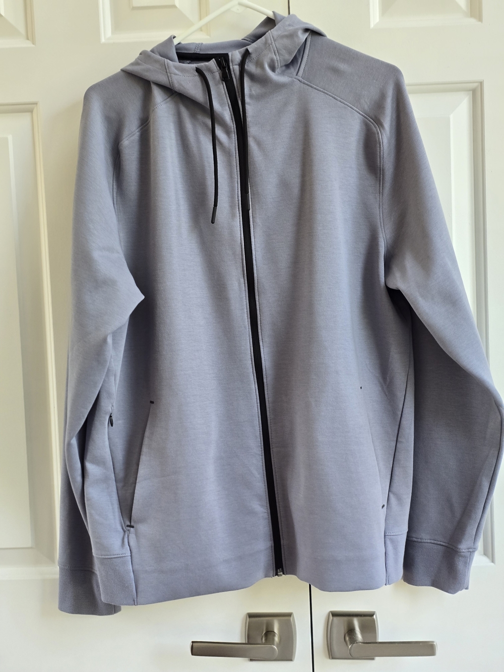 Old Navy Men's Light Gray Full-Zip Hooded Performance Jacket